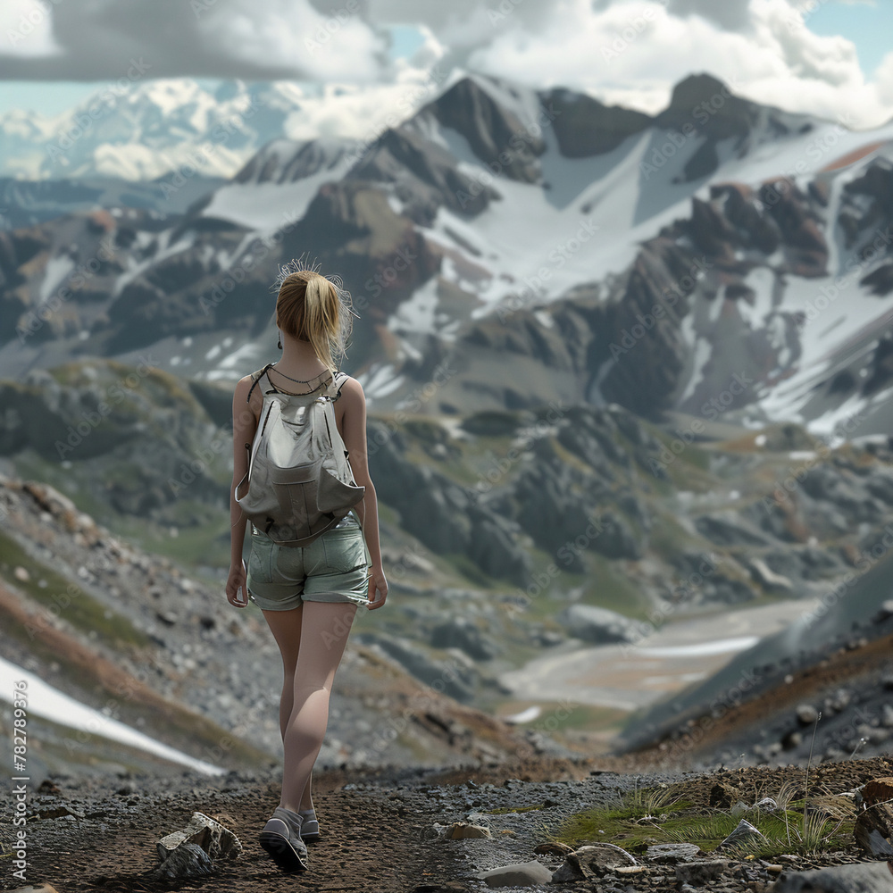 person walking in the mountains