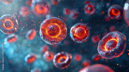 Microscopic view of vibrant cells in action symbolizing biology, life sciences, and research.