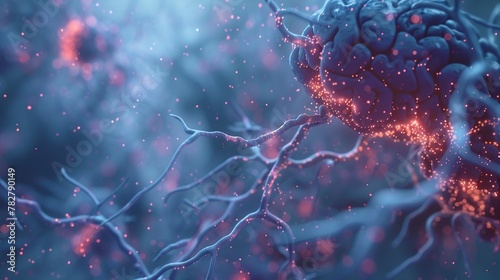 Human brain showcasing its complex network of neuron. photo