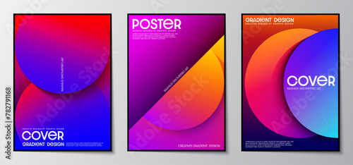 Cover design with a geometric, abstract, colorful gradient texture background set. Design graphics for posters, brochures, magazines, and banners. Vector illustration
