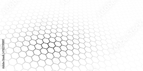 Abstract background consisting of hexagonal shapes with vanishing effect and transparency. Dimension distortion. Background with transparency effect. Abstract disappearing background. photo