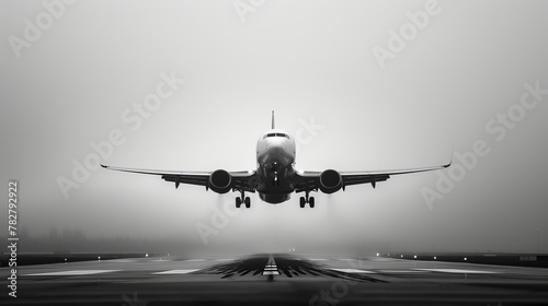 The decisive moment a plane lands, capturing the precision and grace of air travel