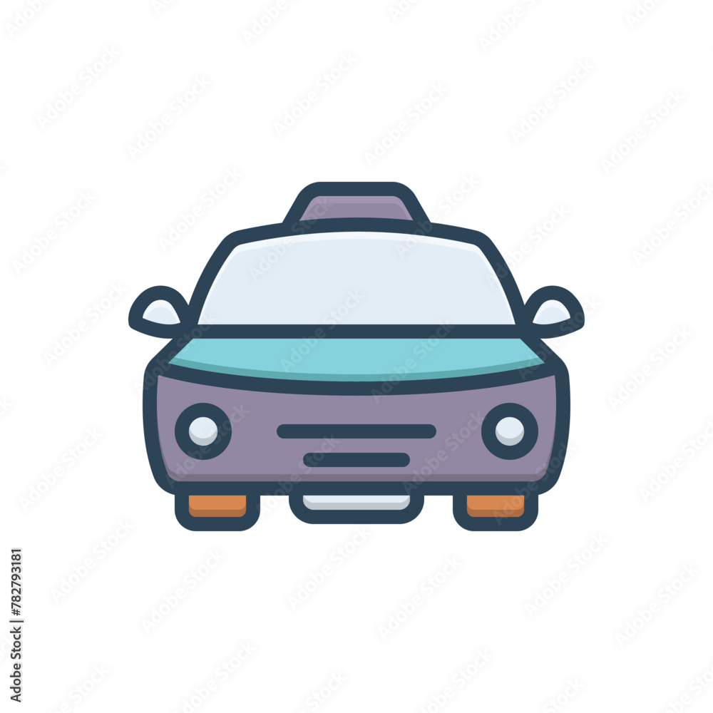 Color illustration icon for taxi