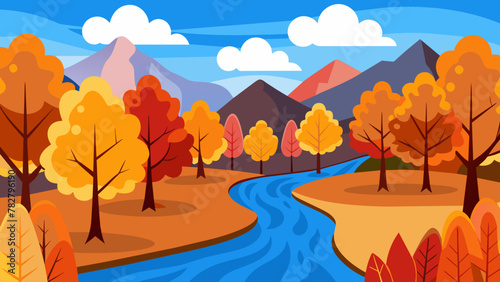 autumn landscape with trees and mountains
