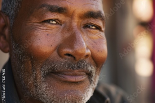 Portrait of an old Indian man with white beard and mustache.