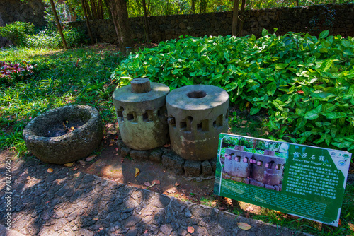 Stone tools in Leiqiong Global Geopark, Nanhaikou, China photo