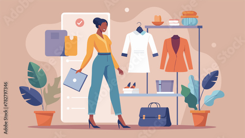 A fashion blogger creates a stunning lookbook using rented clothing from various rental services. Alongside each outfit she includes a