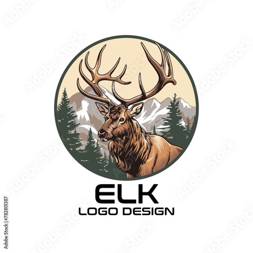 Elk Cartoon Vector Logo Design