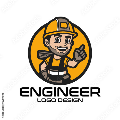 Engineer Cartoon Vector Logo Design