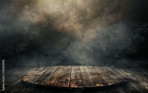 Empty brown wooden table and blur background of abstract blurred background ,for product display montage,can be used for montage or display your products