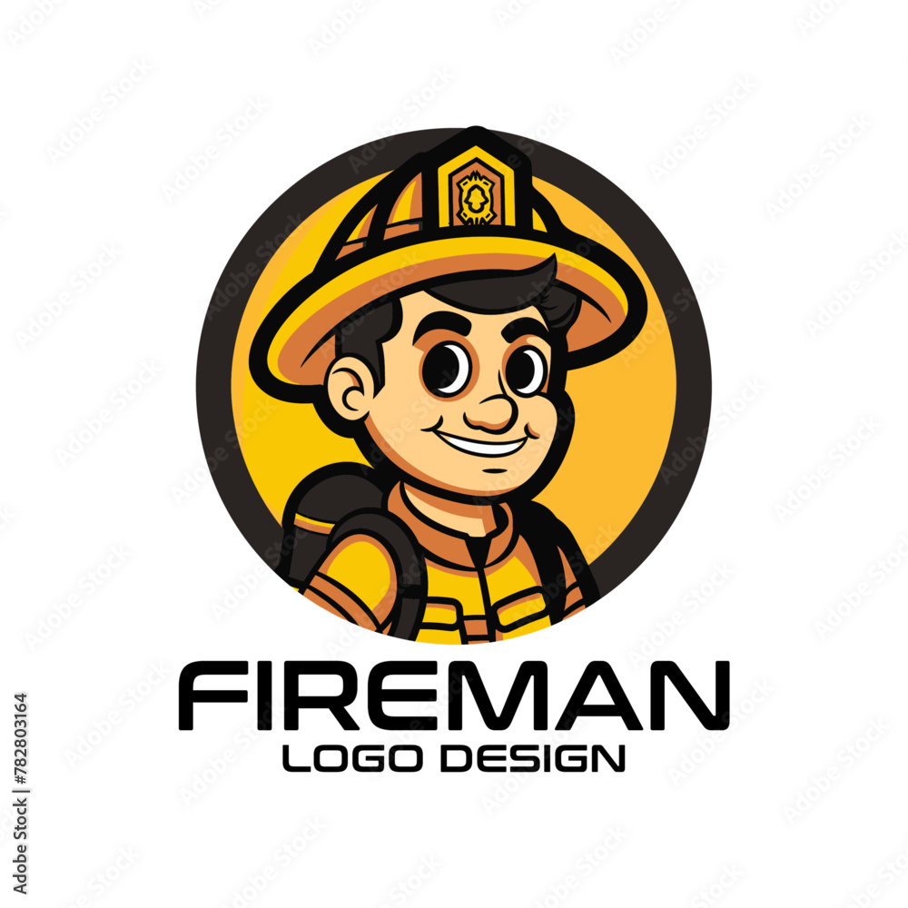 Fireman Vector Logo Design Fireman Vector Logo Design