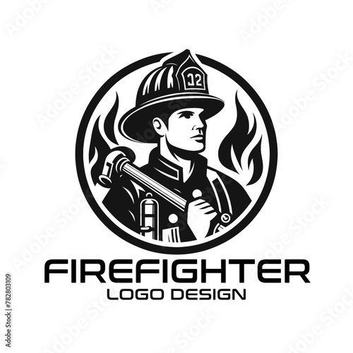 Firefighter Vector Logo Design