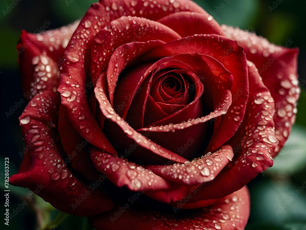 Close-up shoot of natural red roses with raindrops on its petals Close-up shoot of natural red roses with raindrops on its petals