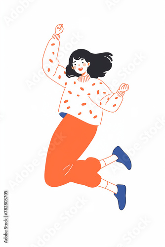 ジャンプする女性のイラスト