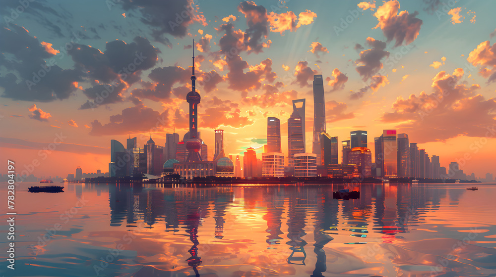 Sundown Serenity over the Cityscape Sundown Serenity over the Cityscape