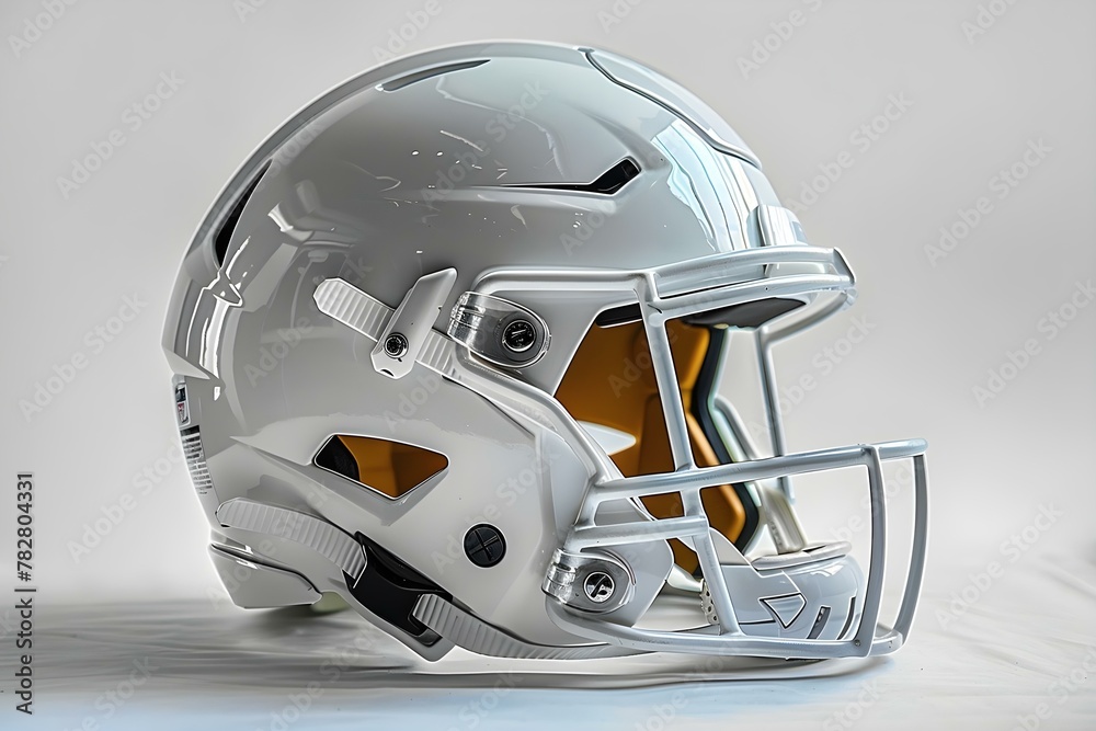 Fototapeta premium Modern White American Football Helmet - Safety and Style. Concept American Football, Helmet, Safety, Style, Modern