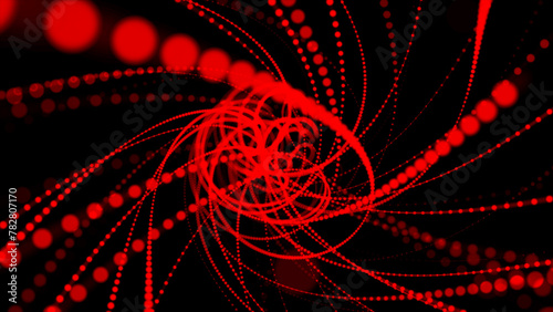 abstract red digital tunnel flowing particles wave moving background