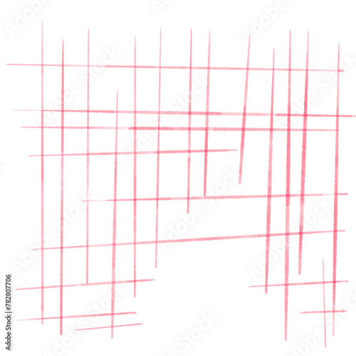直線で描いたかすれた赤い網のイラスト photo