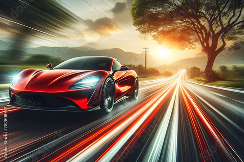 The Velocity Vanguard: A Red Sports Car’s High-Speed Journey