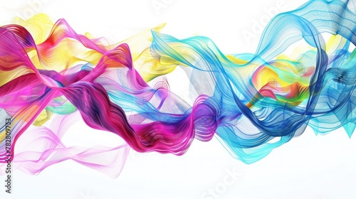 An abstract representation of data flow  with colorful streams merging and diverging.