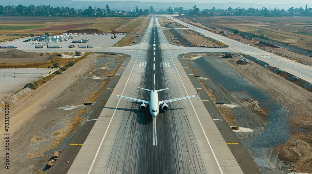 plane on runway under contruction