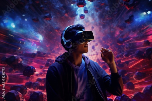 A person experiencing a virtual concert