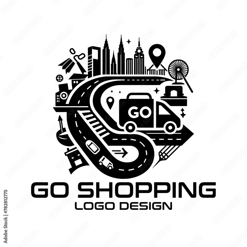 Obraz premium Go Shopping Vector Logo Design