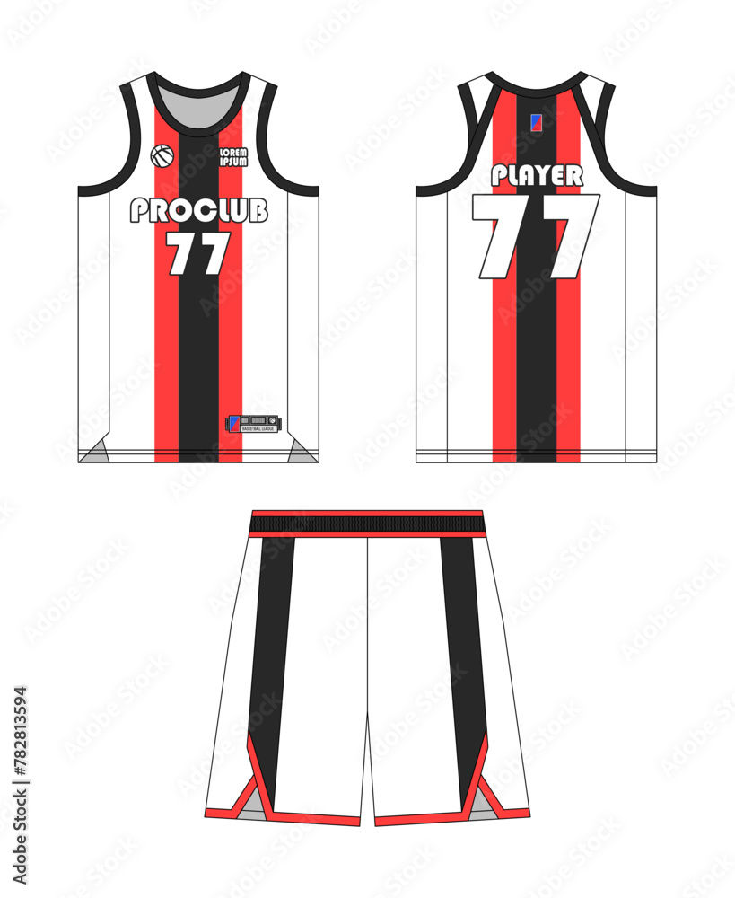 Fototapeta premium Basketball jersey template design, basketball uniform mockup design, vector sublimation sports apparel design, jersey basketball ideas. Vector design.