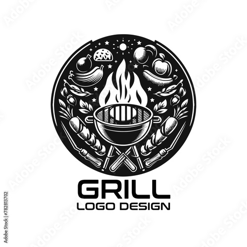 Grill Vector Logo Design photo