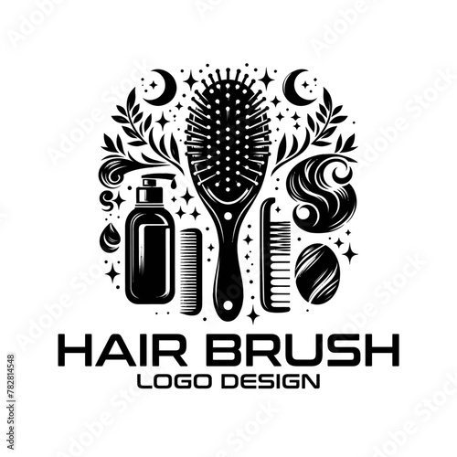 Hair Brush Vector Logo Design photo