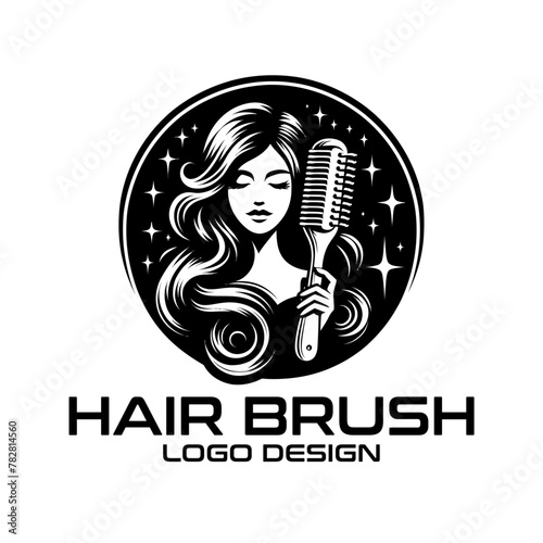 Hair Brush Vector Logo Design