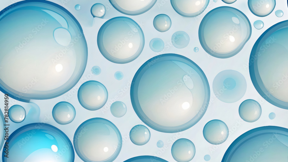 Blue Pattern with Bubbles and Light Illustration