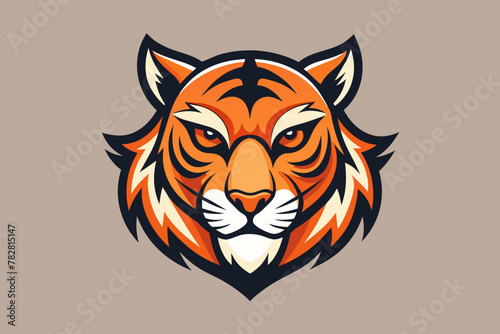 tiger head logo minimalism symmetry vector illustrtion