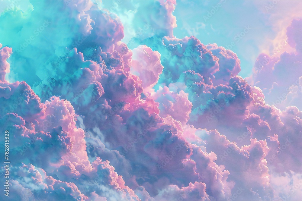 Pink and blue clouds in the sky,  Nature background