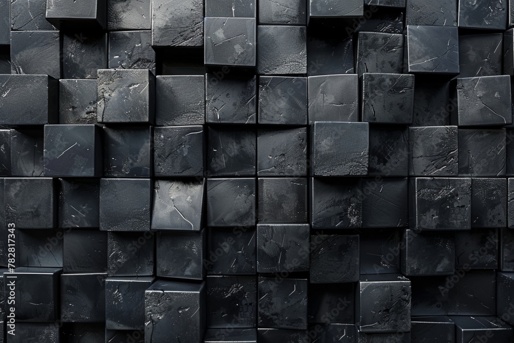 3D rendering of a pattern of black cubes for backgrounds and textures