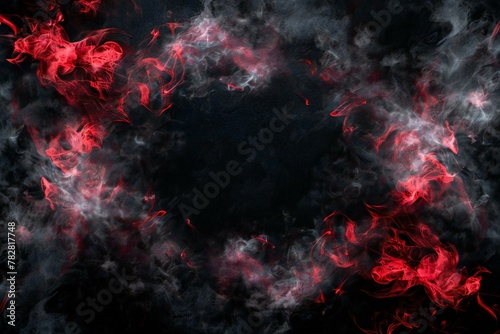 Red and black smoke on a black background, Texture, Design element