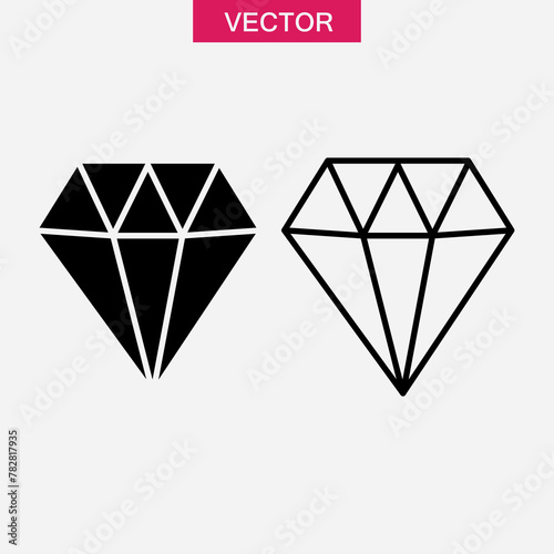 Diamond line icon. crystal stone linear and filed illustration, Game diamond for web and app..eps