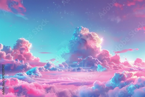  illustration of a fantasy cloudscape with a lot of light
