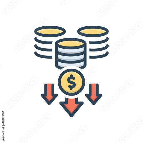 Color illustration icon for reduce expenses