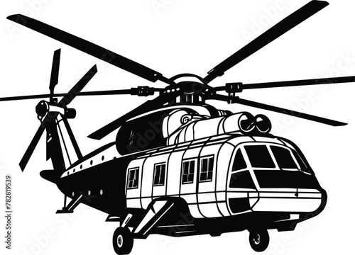 Sikorsky Ch-53 series helicopter Silhouette Vector 