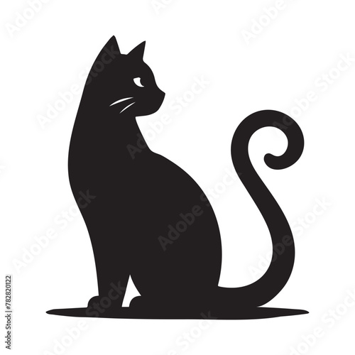 Wallpaper Mural A Cat Silhouette Vector Art Illustration. Black and White Cat with White Background. Torontodigital.ca