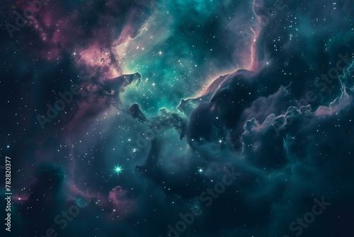 Night sky with stars and nebula,  Elements of this image furnished by NASA photo