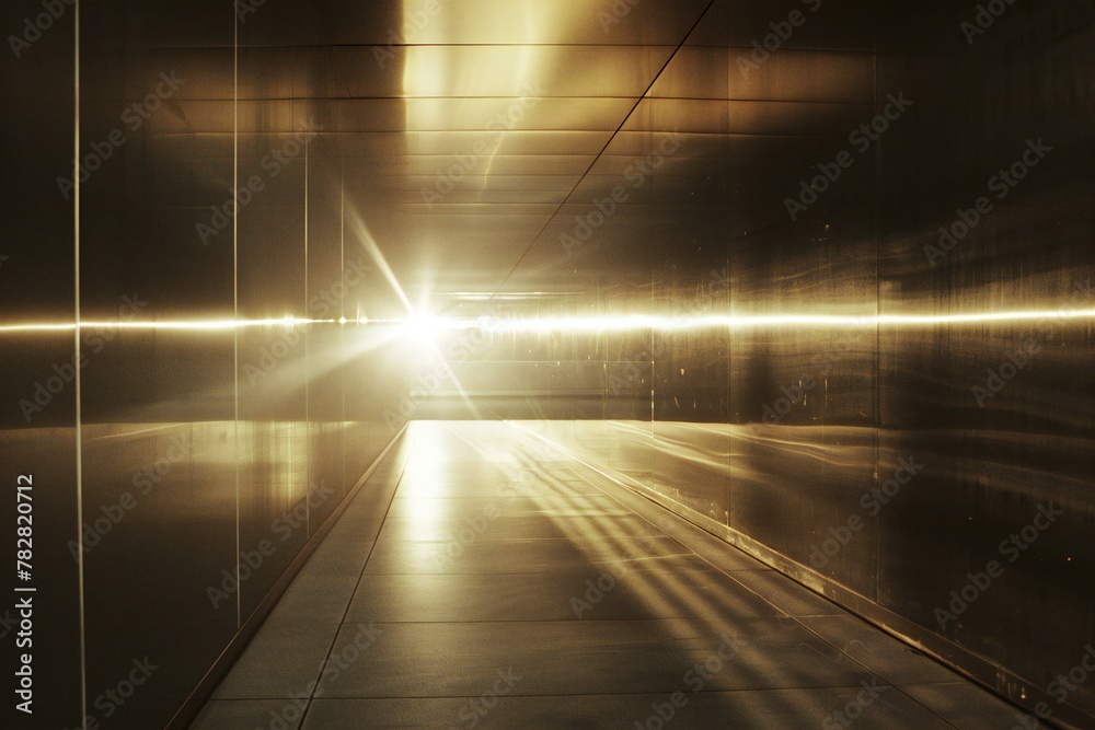 Abstract background of a corridor in a modern building with light beams