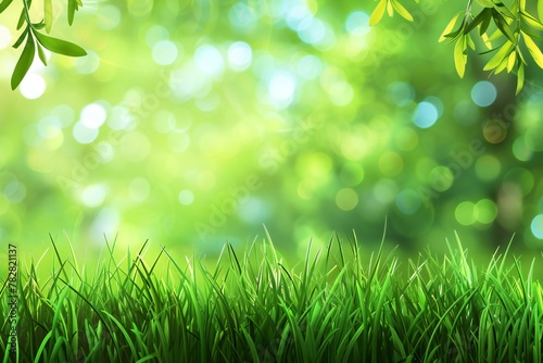 Green grass and bokeh background with space for your text
