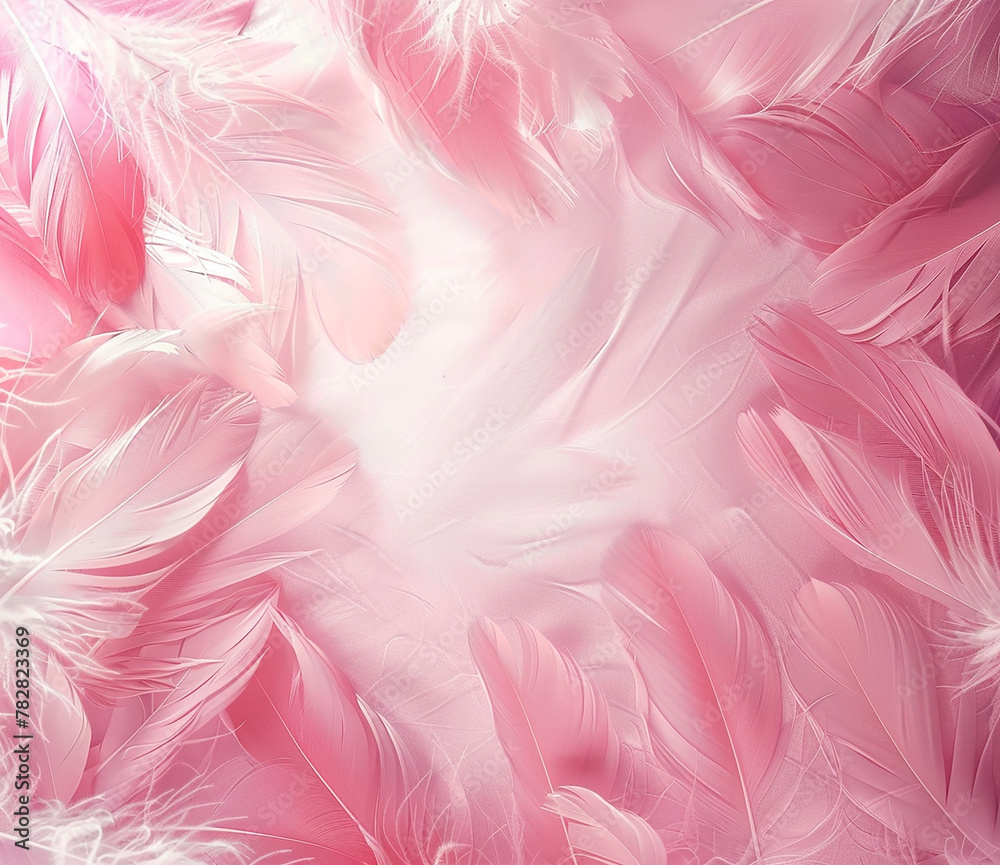 Beautiful abstract light pink feathers on white AI-generated Image