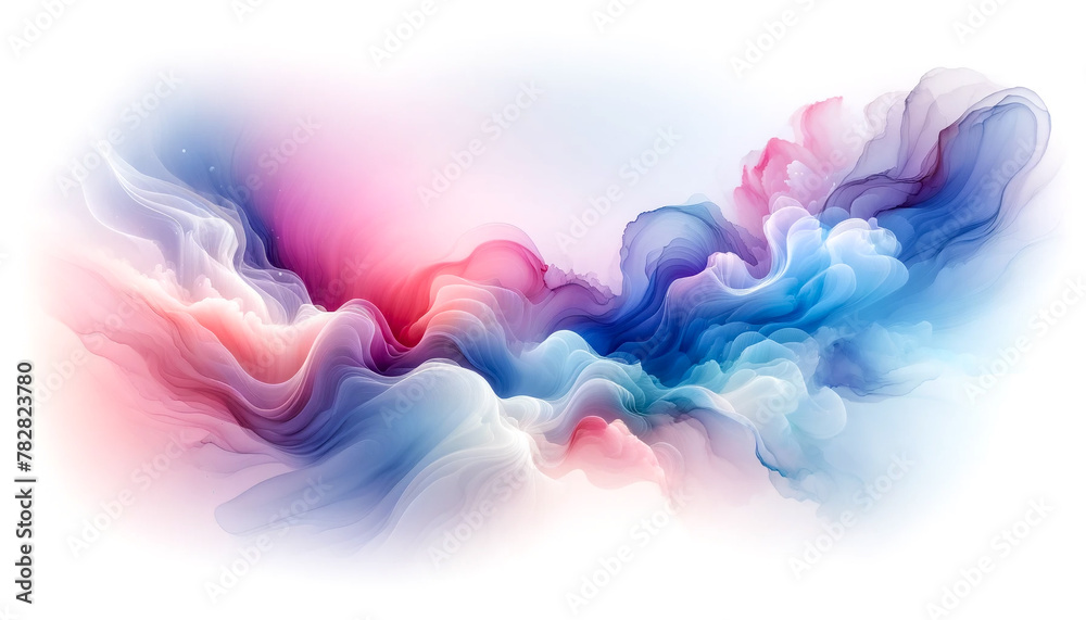 abstract background waveforms in a dynamic blend of pastel pink and blue hues creating a fluid and mesmerizing pattern with copy space.