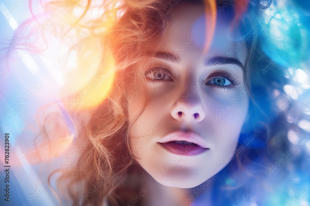 A teen blowing iridescent bubbles outdoors, creating a whimsical, dreamy atmosphere