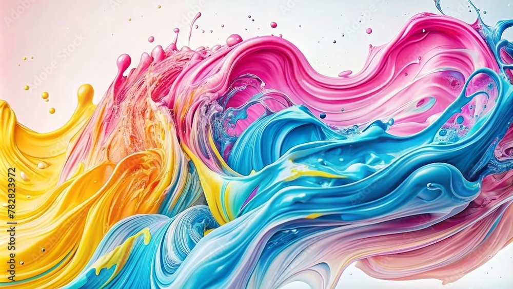 Colorful liquid background with colorful waves and splashes