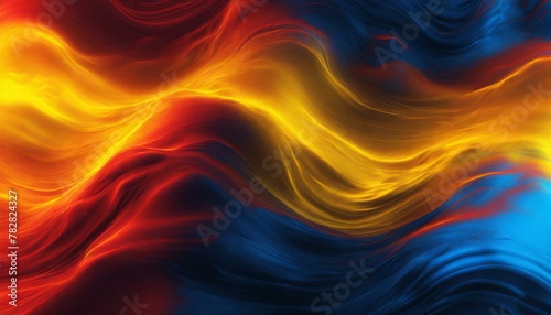Luminous Interplay: Yellow Blue Red Abstract Background