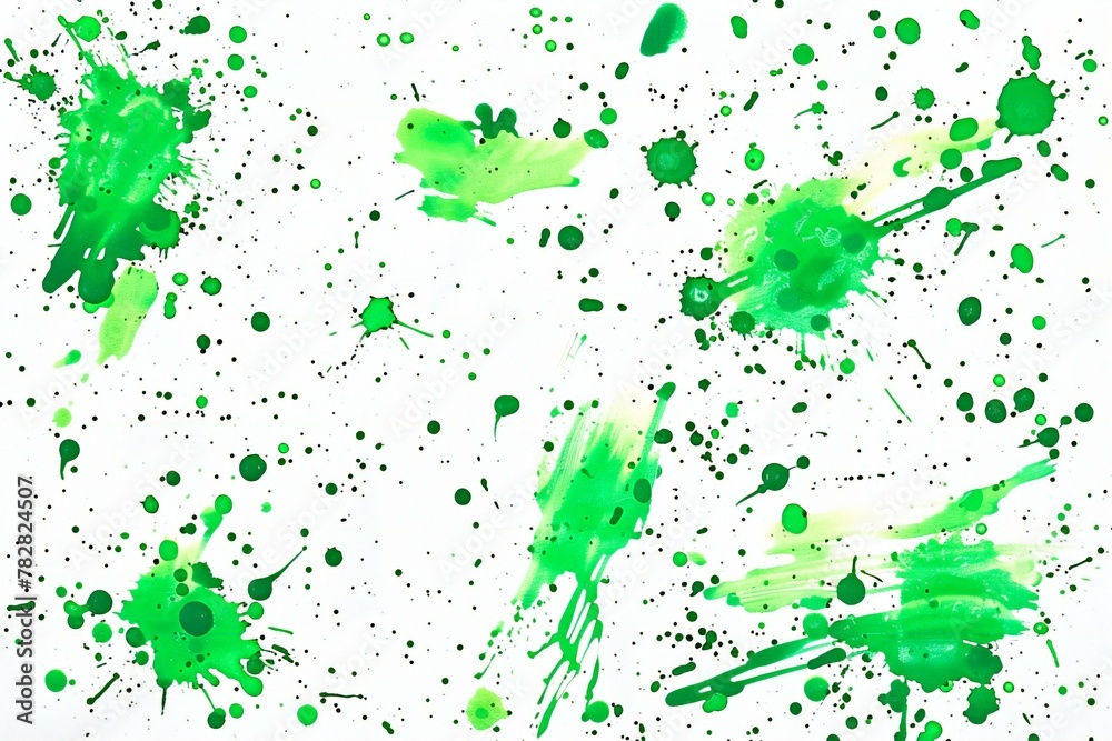 Abstract green watercolor paint splashes on white background,  Texture for design